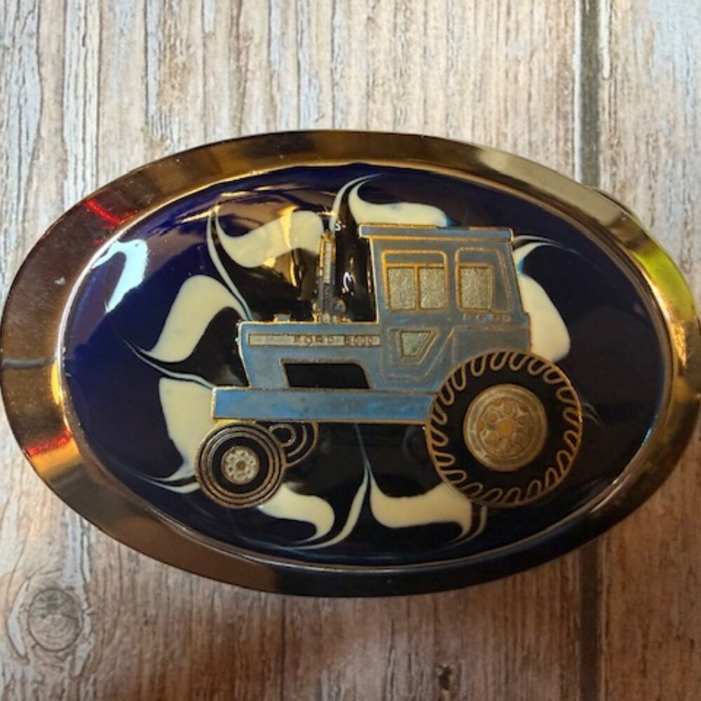 Vintage Ford Tractor Belt Buckle – Ford 5000 / 6000 Series Style – Blue Farm Tra